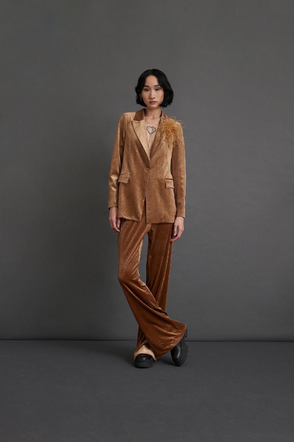 Soallure PANTALONE FLARE IN VELLUTO SPARKLE Offerte speciali