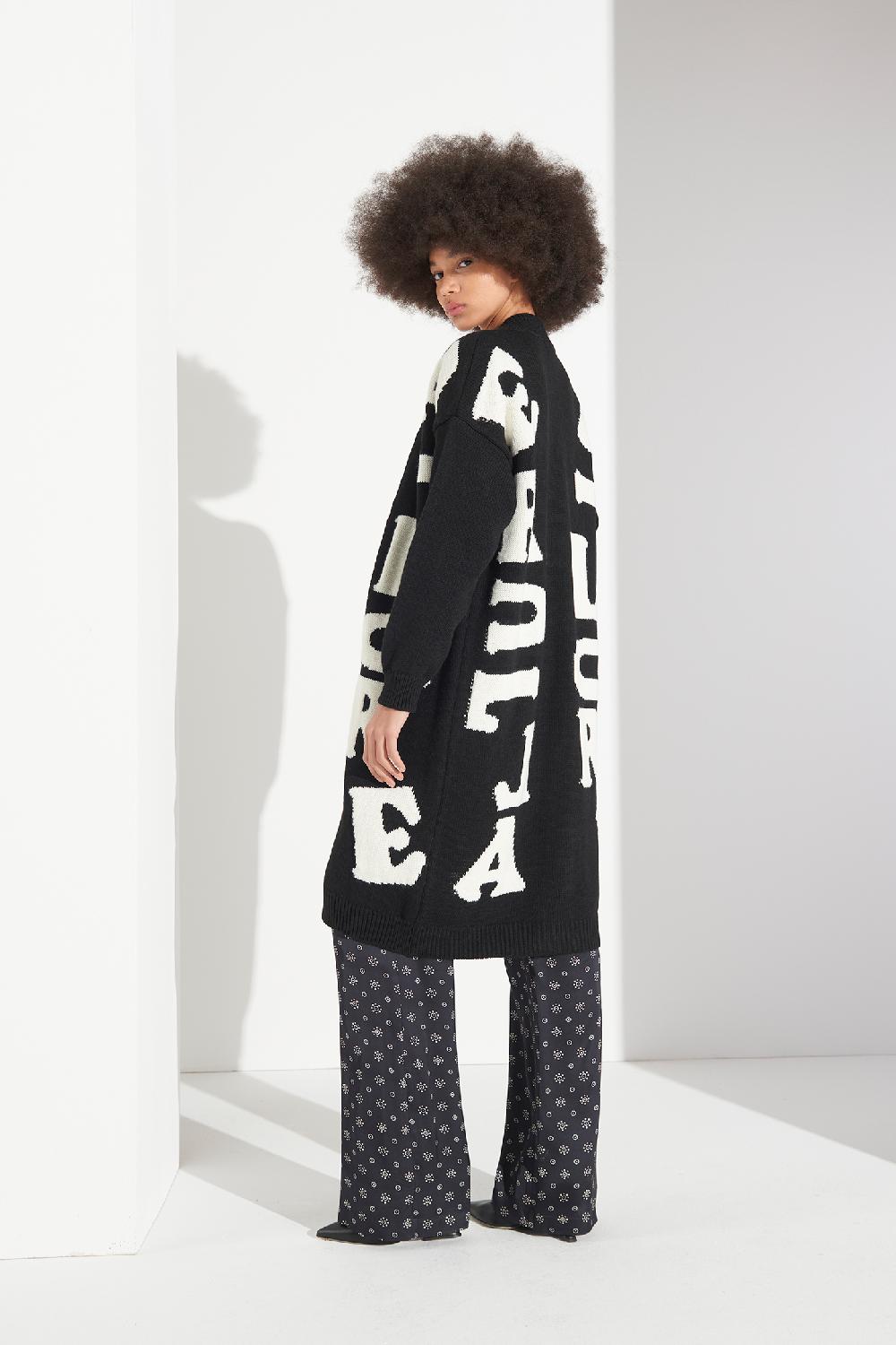 Soallure CARDIGAN LETTERING LUNGO MISTO LANA Sconti VIP