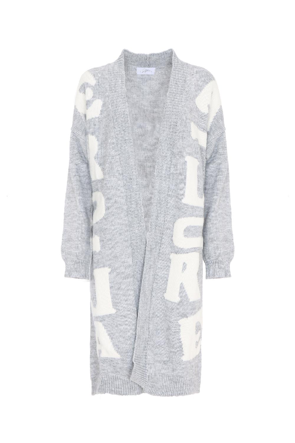 Soallure CARDIGAN LETTERING LUNGO MISTO LANA Sconti VIP