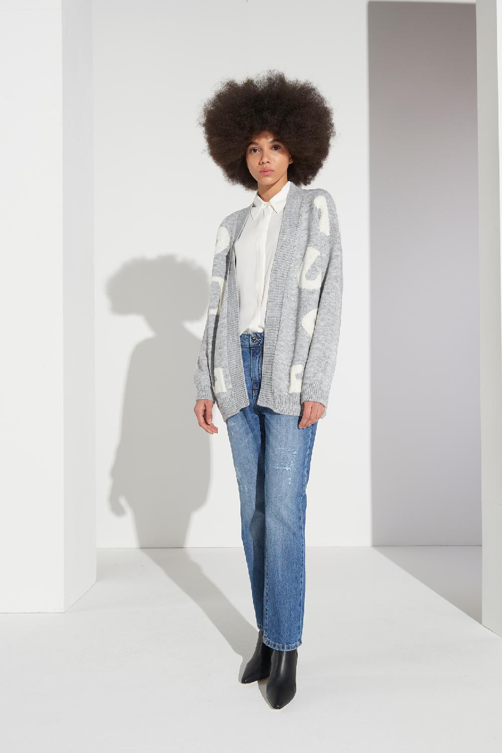 Soallure CARDIGAN LETTERING CORTO MISTO LANA Super Saving Price