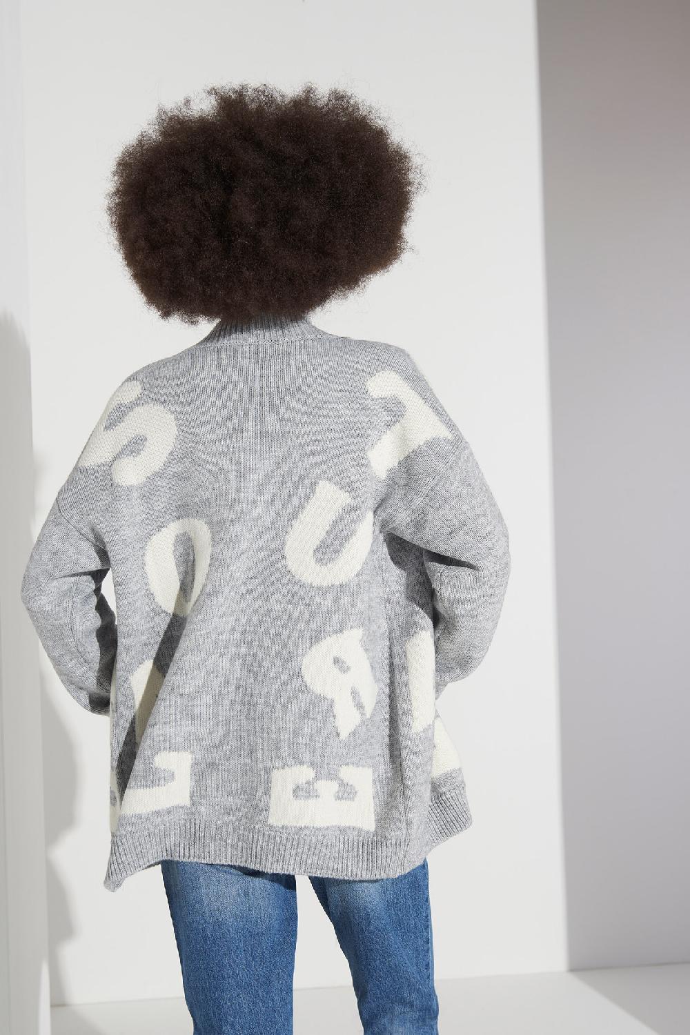 Soallure CARDIGAN LETTERING CORTO MISTO LANA Super Saving Price