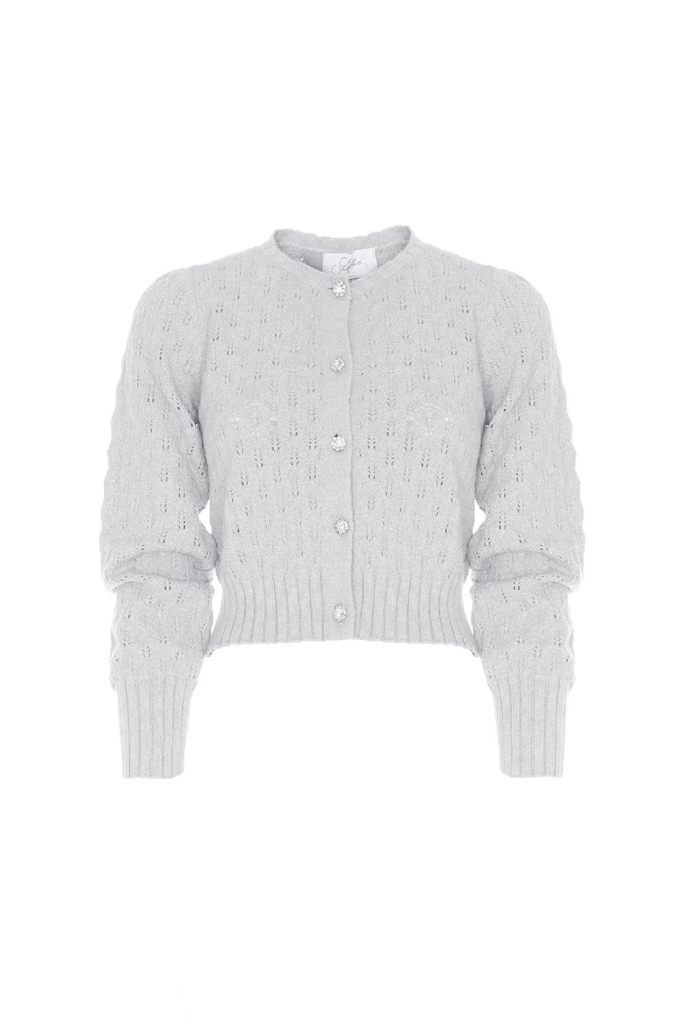 Soallure CROCHETED ROUND NECK CARDIGAN Limitato a 3 giorni