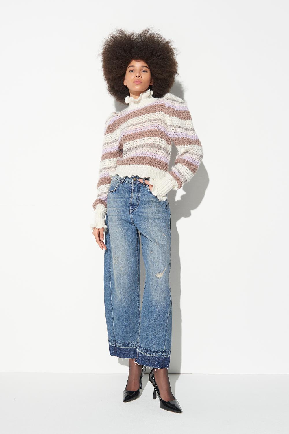 Soallure MAGLIA COLLO ALTO E RIGHE A CONTRASTO IN MOHAIR Italia