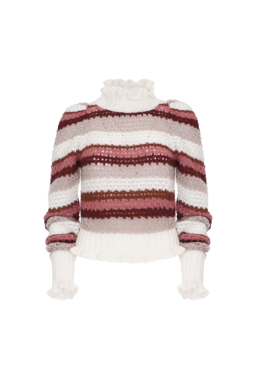 Soallure MAGLIA COLLO ALTO E RIGHE A CONTRASTO IN MOHAIR Italia