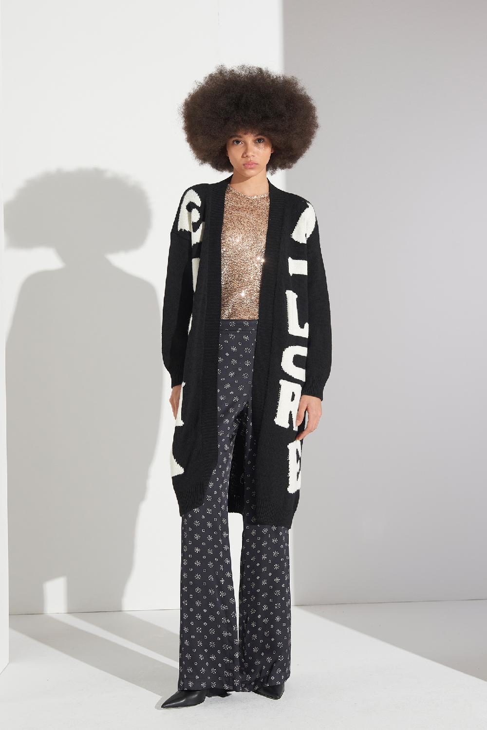 Soallure PANTALONE PALAZZO IN RASO A FANTASIA Pezzi Unici