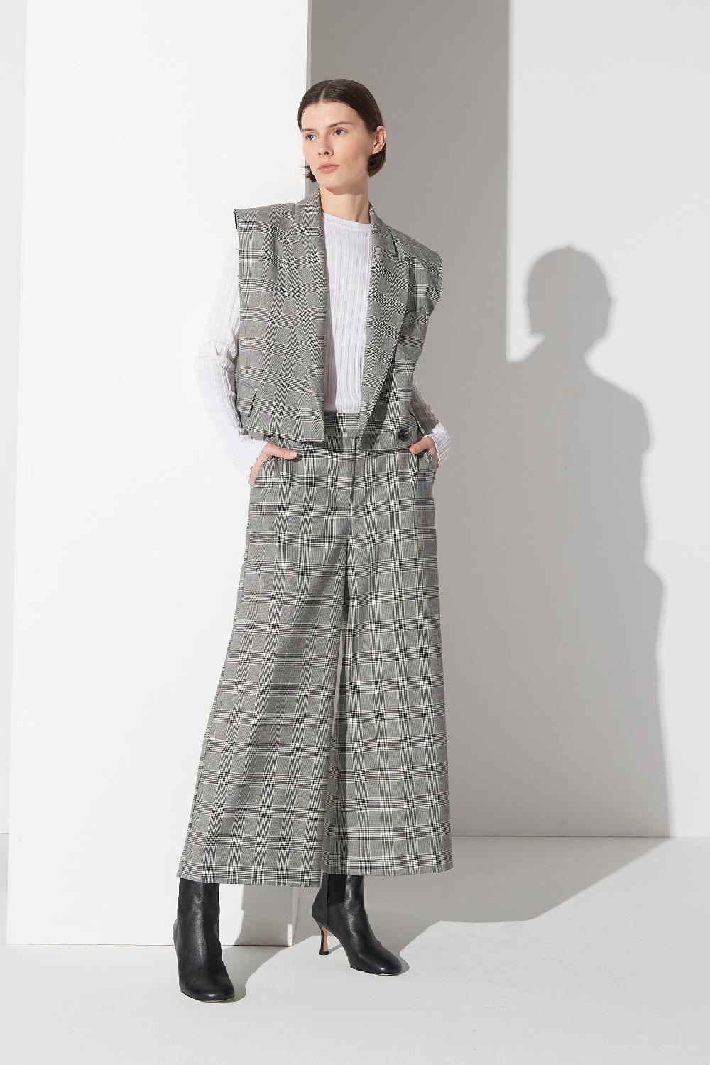 Soallure PANTALONE LARGO 7/8 CHECK Acquista Ora