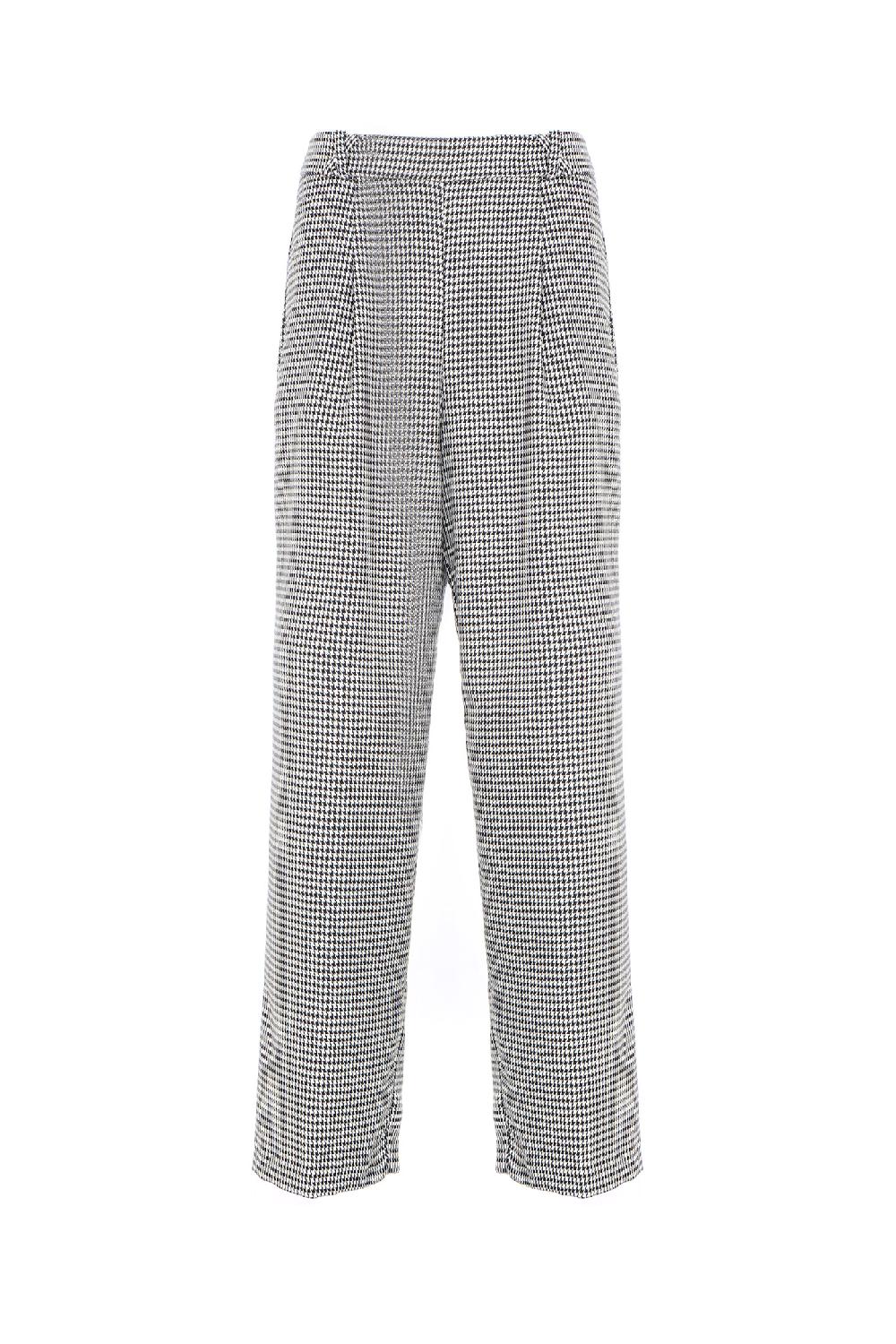 Soallure PANTALONE A PALAZZO IN TESSUTO PRINCIPE DI GALLES Consegna Veloce