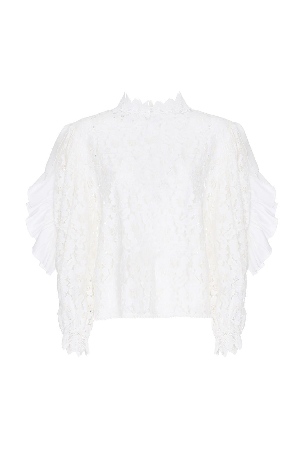 Soallure BLUSA MANICHE LUNGHE PIZZO Sconto di tempo limitato