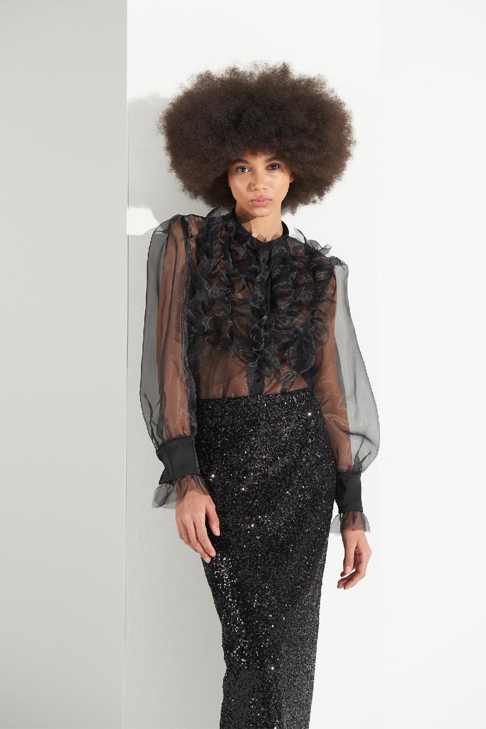 Soallure CAMICIA ROUCHES ORGANZA Negozio online di fabbrica