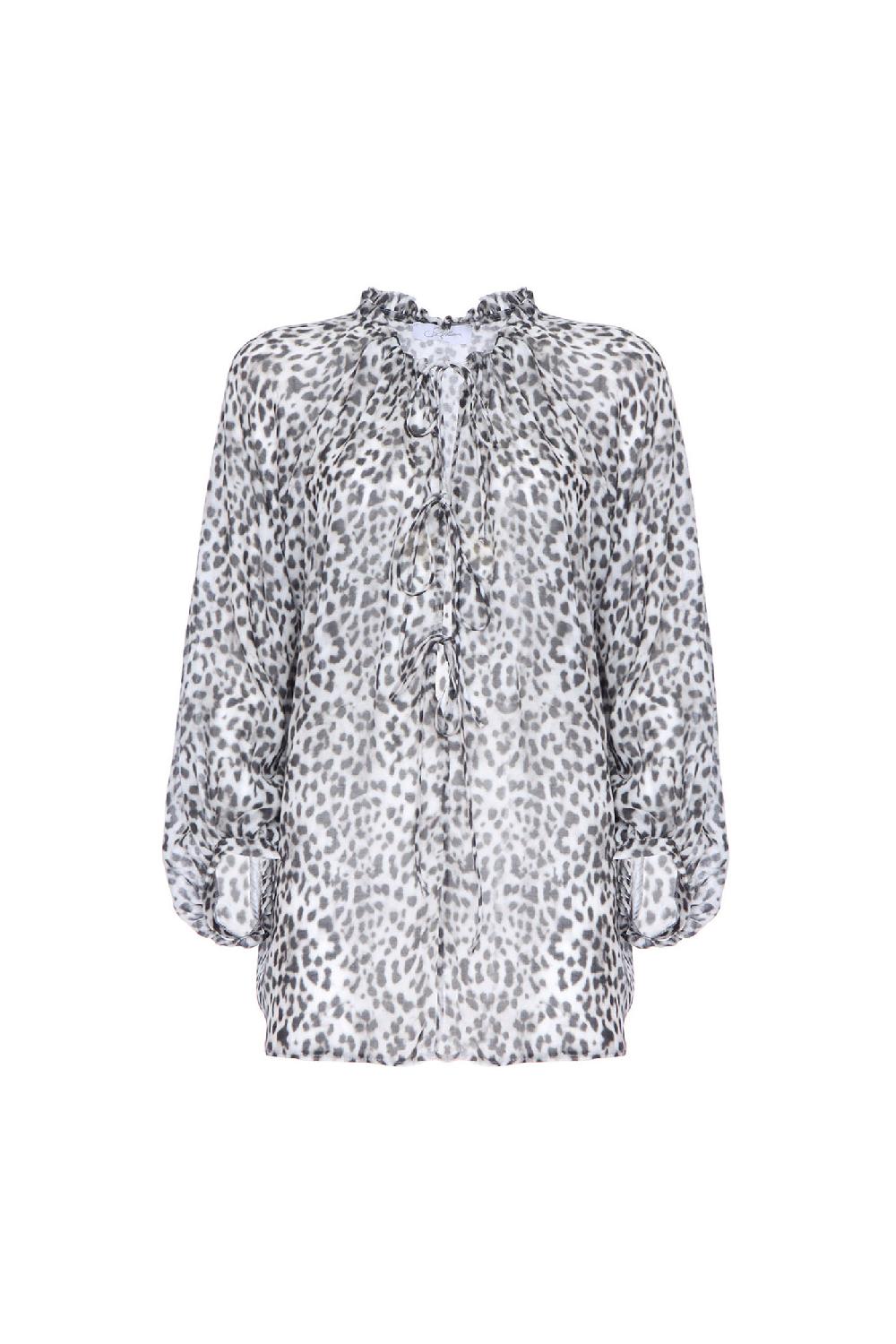Soallure BLUSA CON SCOLLO PROFONDO A FANTASIA LEOPARDATA Comprare a buon mercato