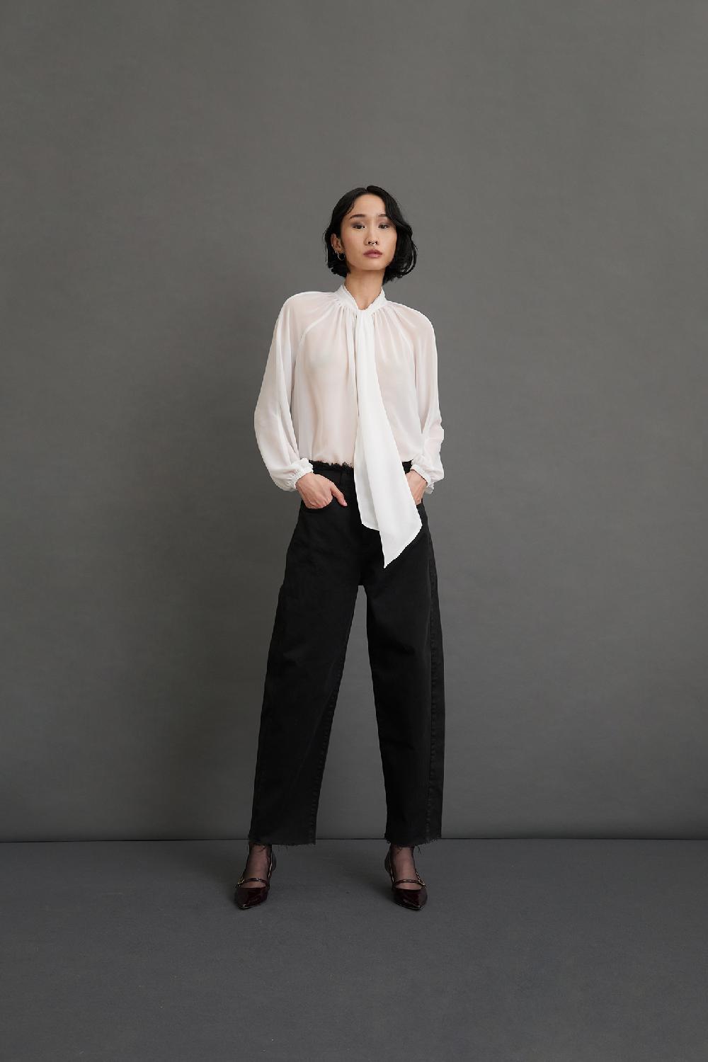 Soallure BLUSA CON COLLO A SCIARPA E MANICHE LUNGHE Offerta per la Festa della Mamma