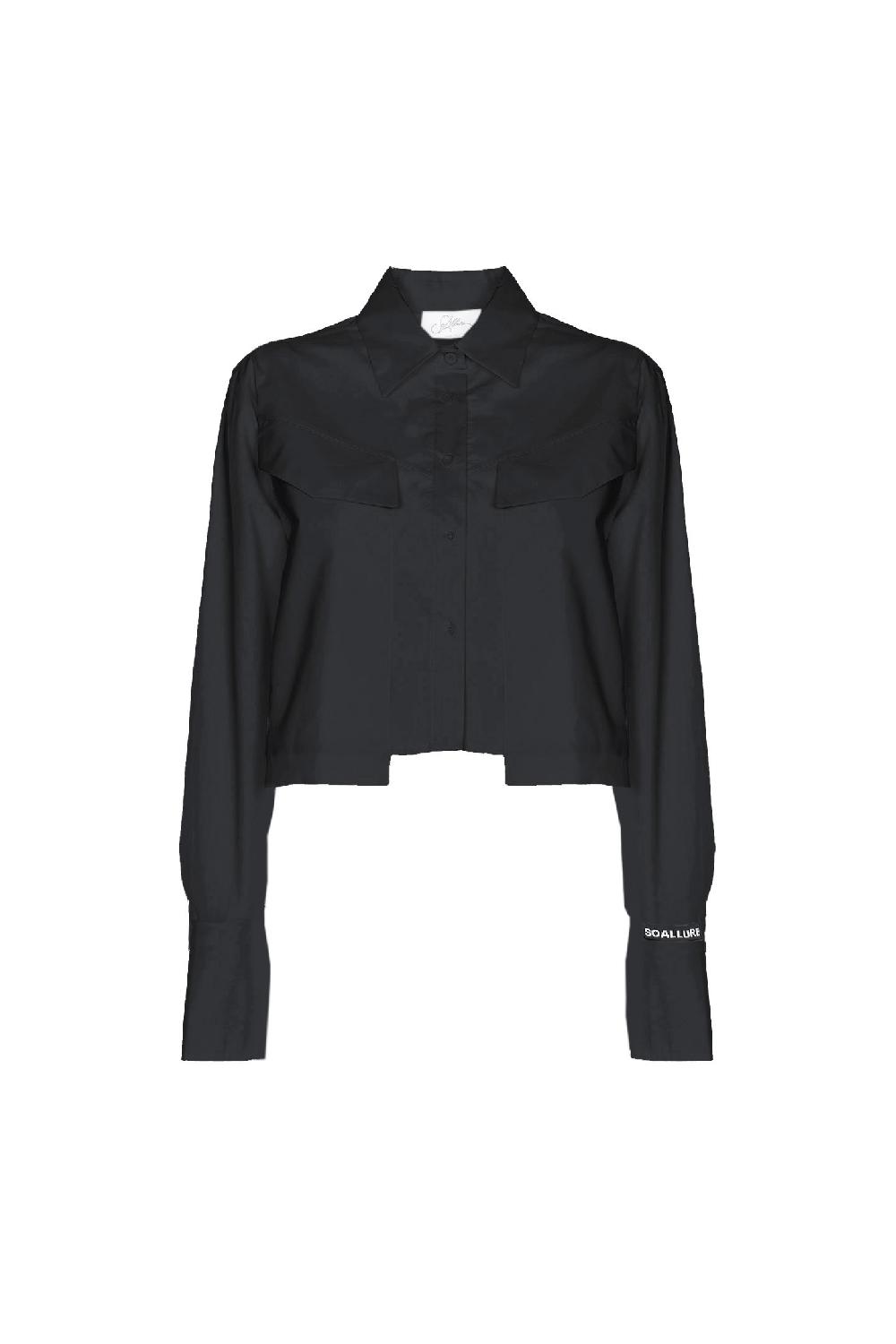 Soallure CAMICIA CROPPED IN COTONE CON TASCHE Online Outlet