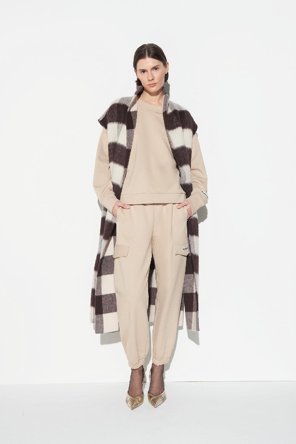 Soallure CAPPOTTO SENZA MANICHE CON CINTURA CHECK Offerte speciali