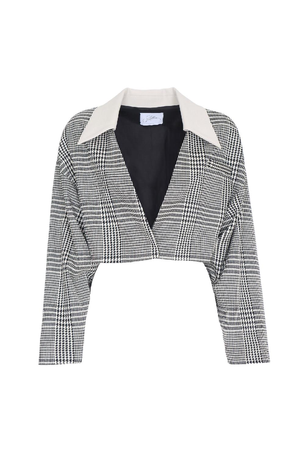 Soallure BLAZER CROPPED PRINCIPE DI GALLES CON COLLETTO Discount Store per i nuovi prodotti