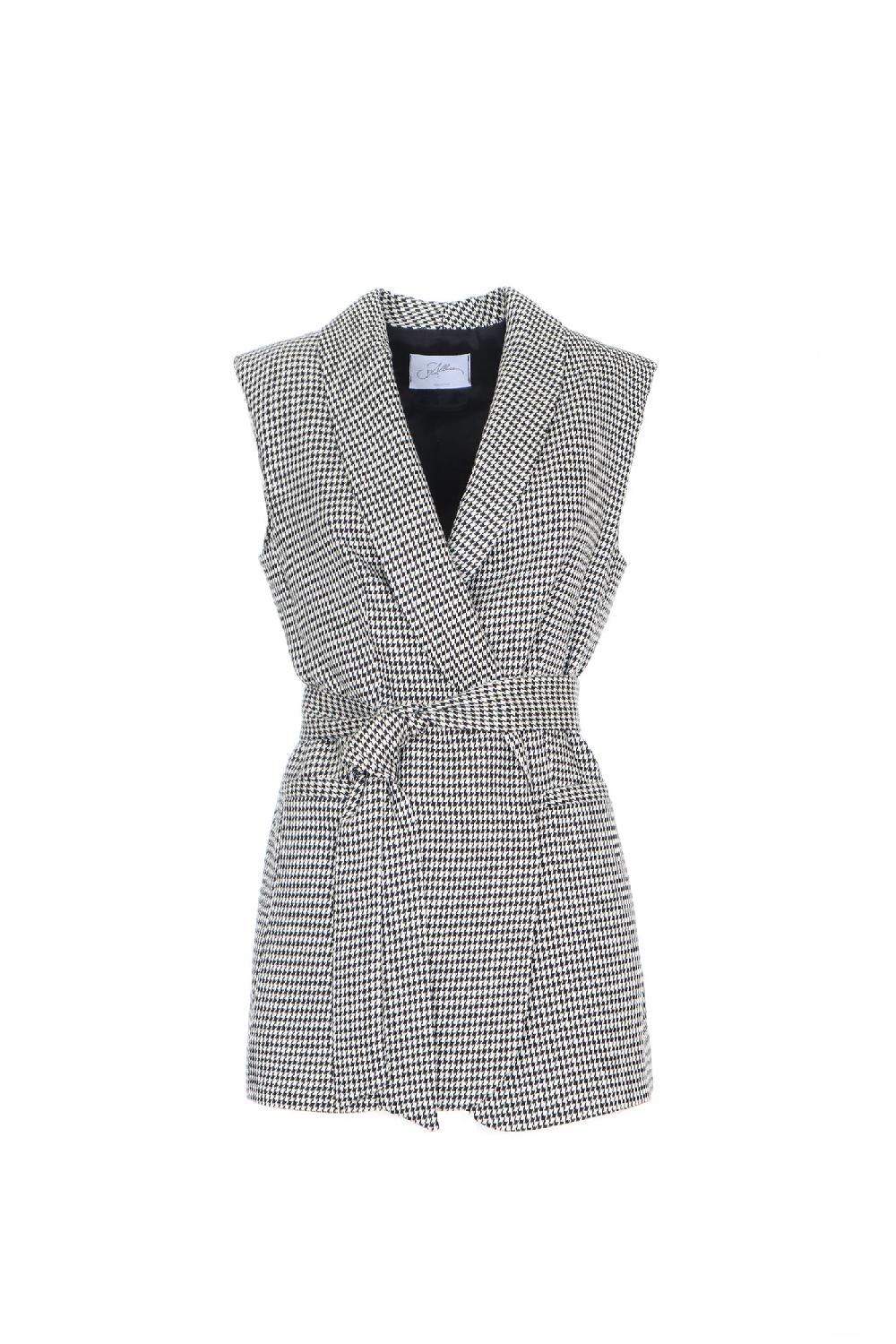 Soallure GILET PRINCIPE DI GALLES CON CINTURA Solo un giorno rimasto