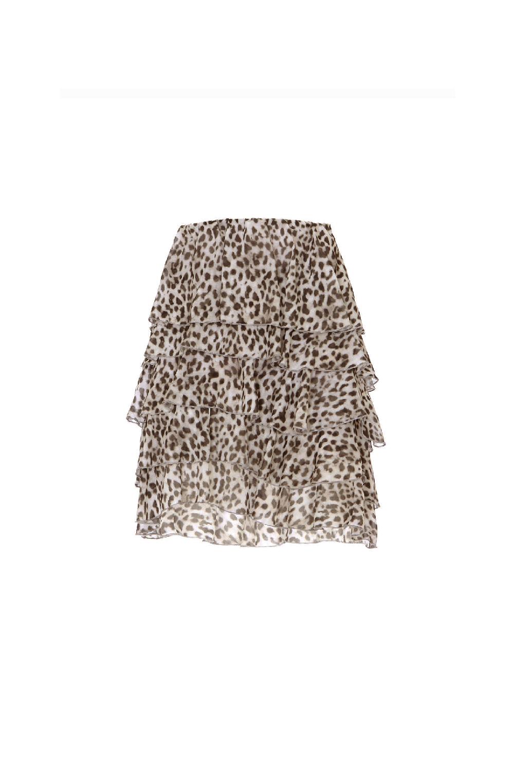 Soallure GONNA CORTA A BALZE CON FANTASIA LEOPARDATA Qualità