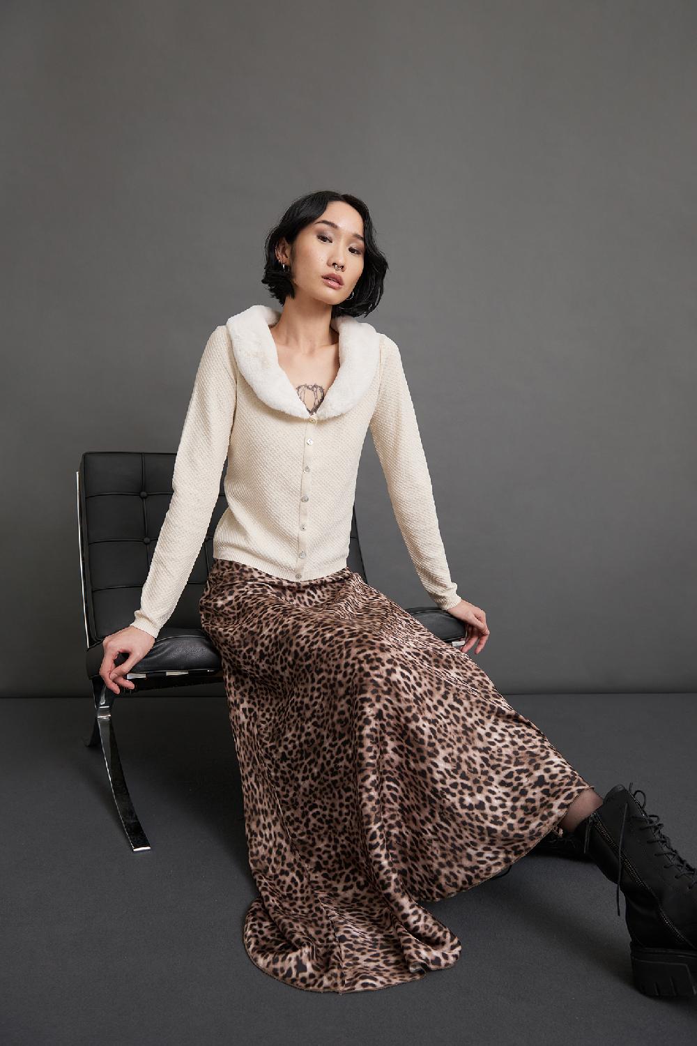 Soallure GONNA LUNGA FANTASIA LEOPARDATA IN RASO Vendita