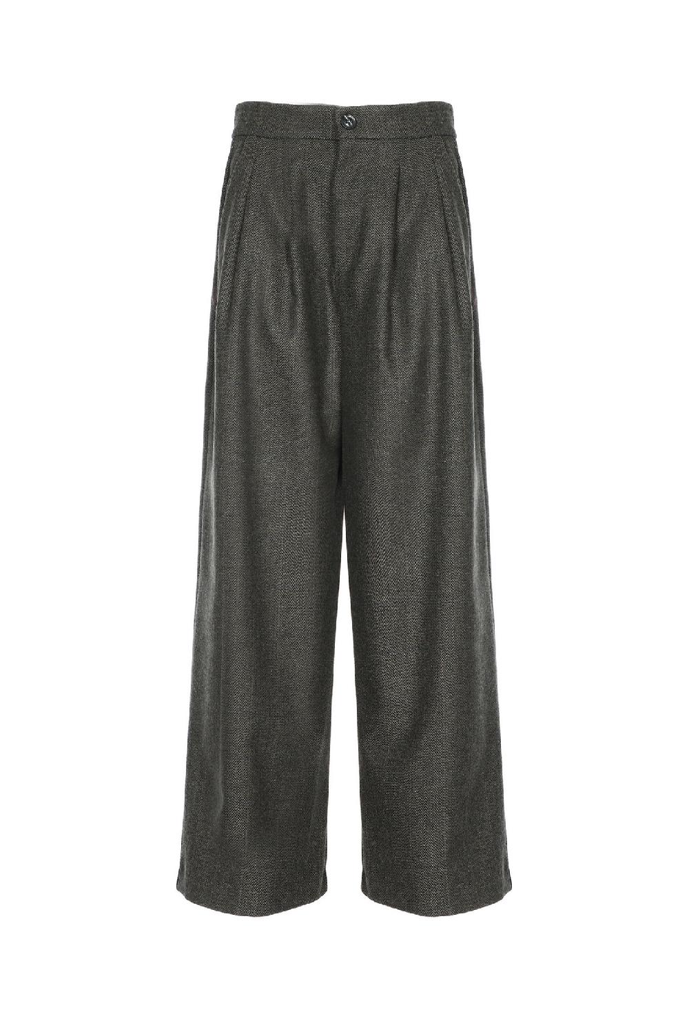 Soallure PANTALONE PALAZZO CON PENCES IN PANNO SPINATO Negozi Online