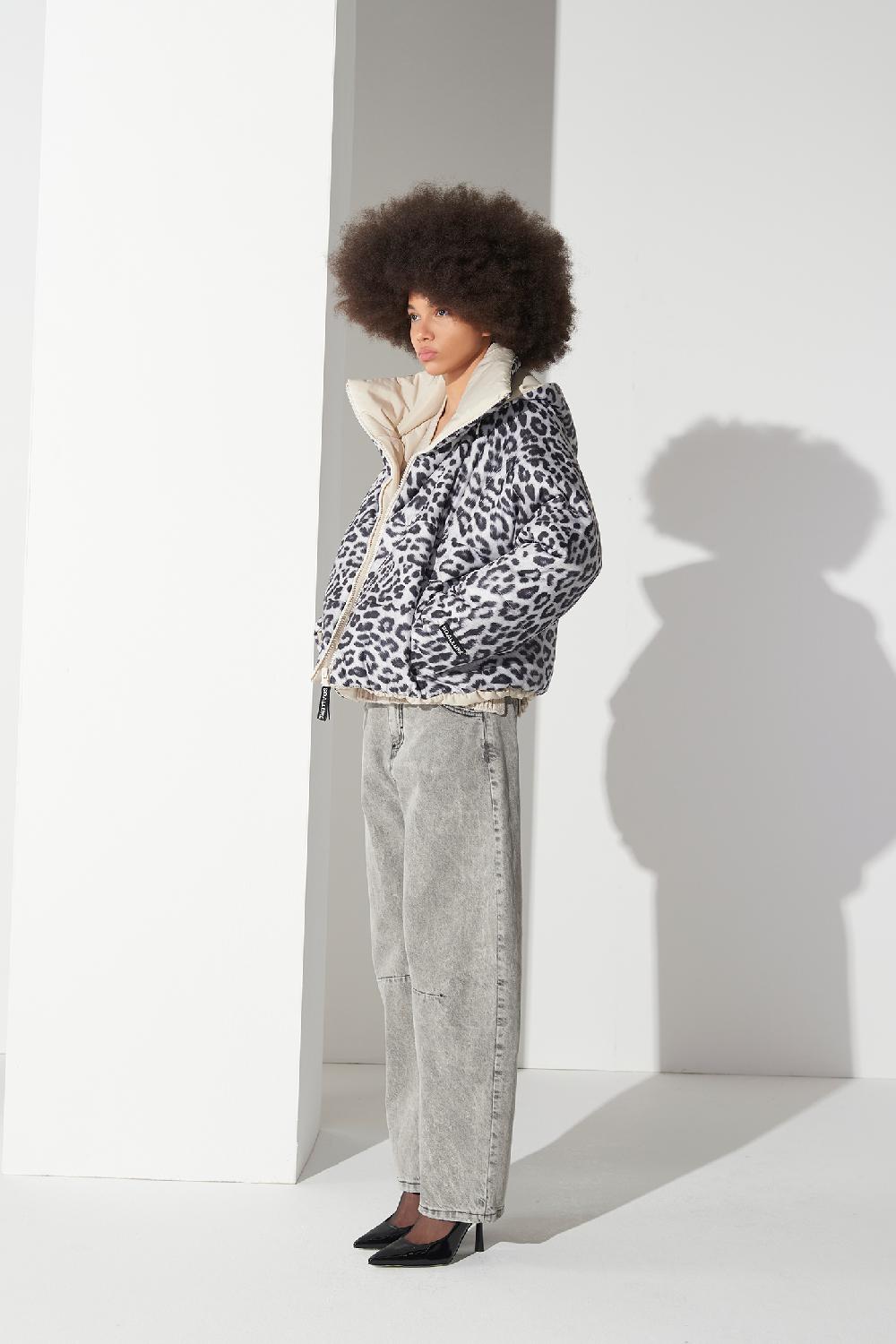 Soallure PIUMINO CON CAPPUCCIO FANTASIA LEOPARDATA Saldi Di Fabbrica