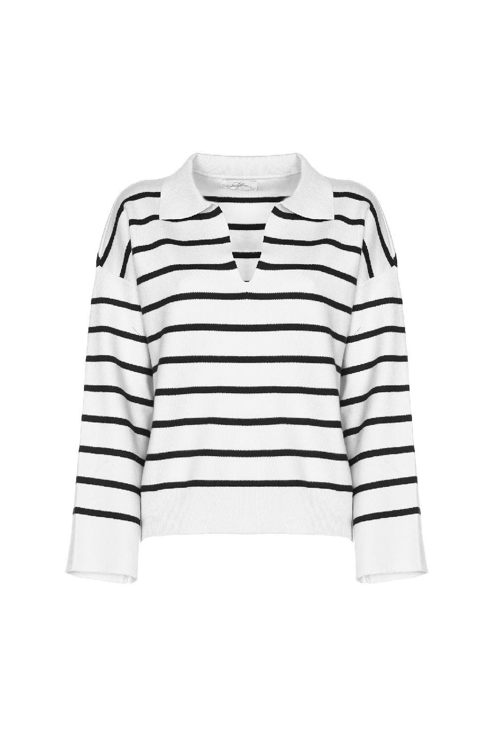 Soallure MAGLIA POLO OVER A RIGHE Grande vendita