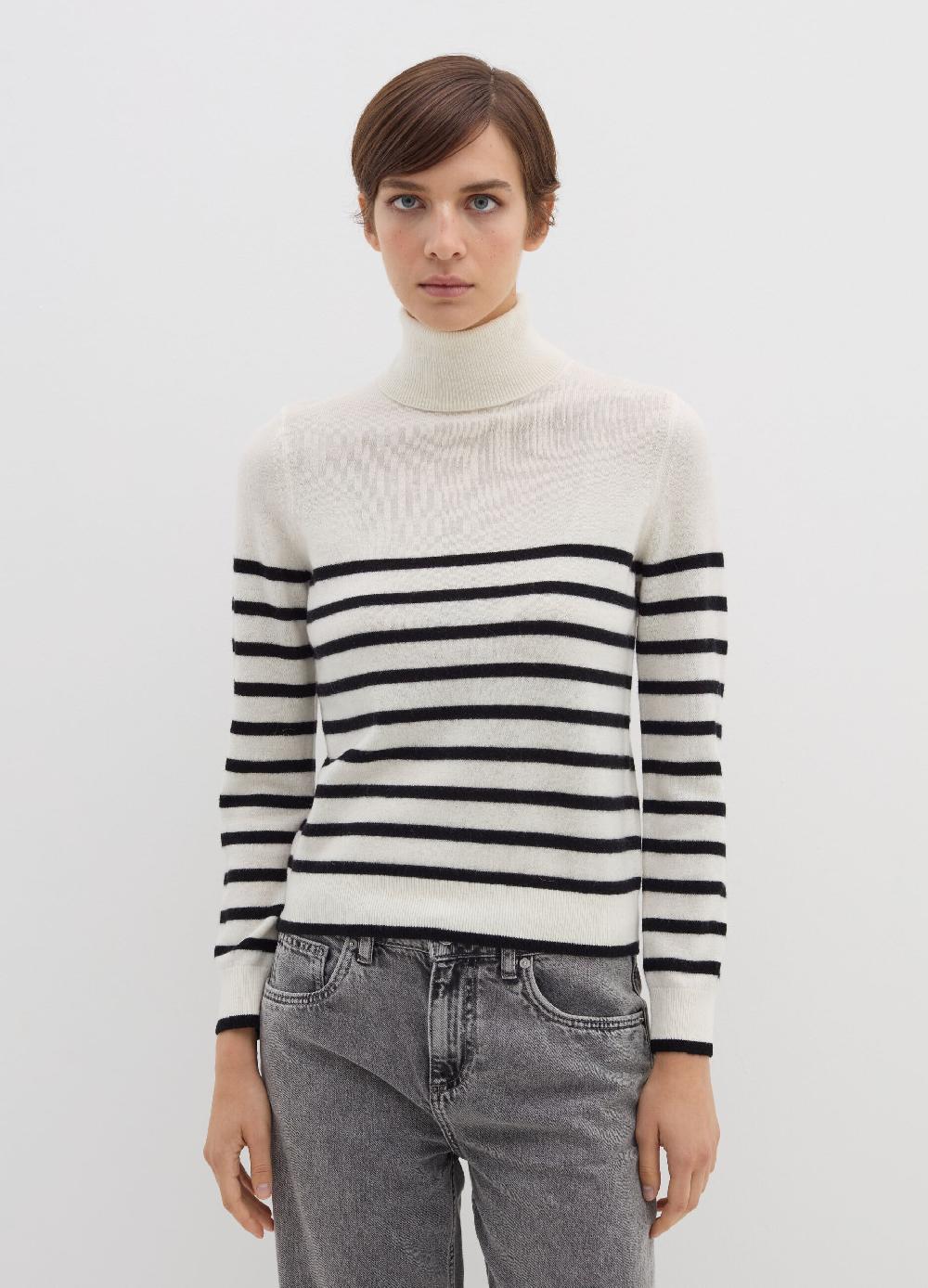 Stefanel Pullover a righe in lana cardata con collo alto 50% di sconto con spedizione gratuita