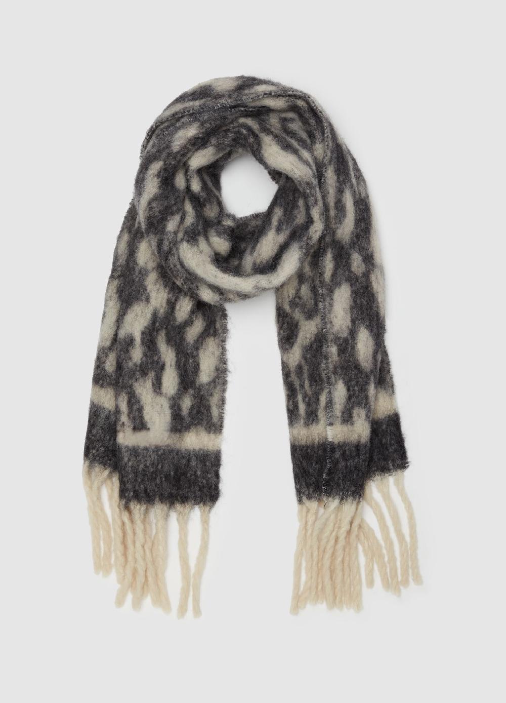 Stefanel Sciarpa jacquard animalier con frange Vendita Economica
