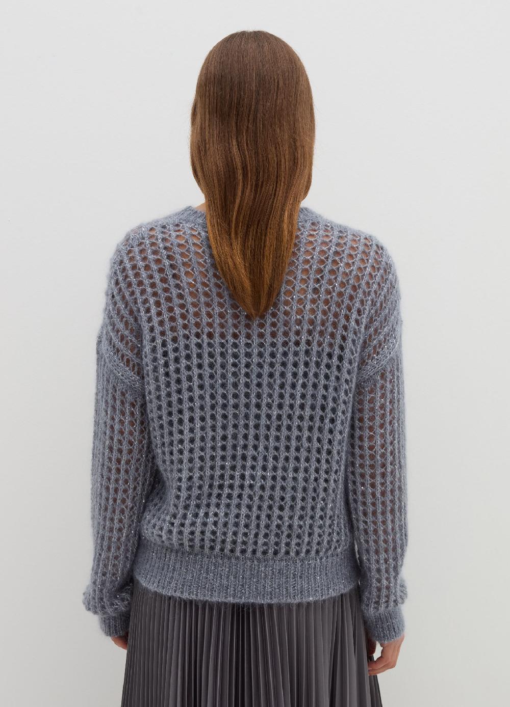 Stefanel Pullover traforato in mohair con micro paillettes In Saldo