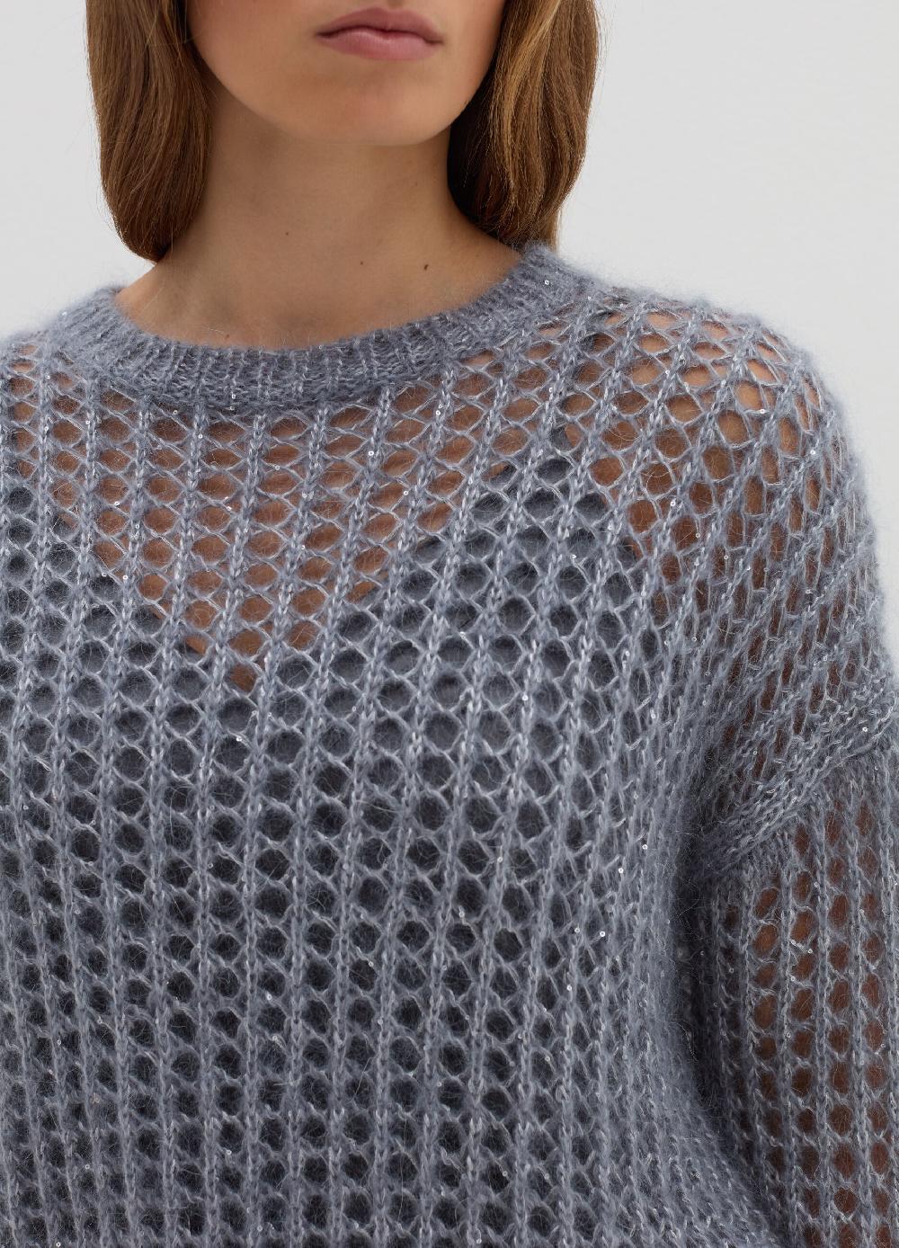 Stefanel Pullover traforato in mohair con micro paillettes In Saldo