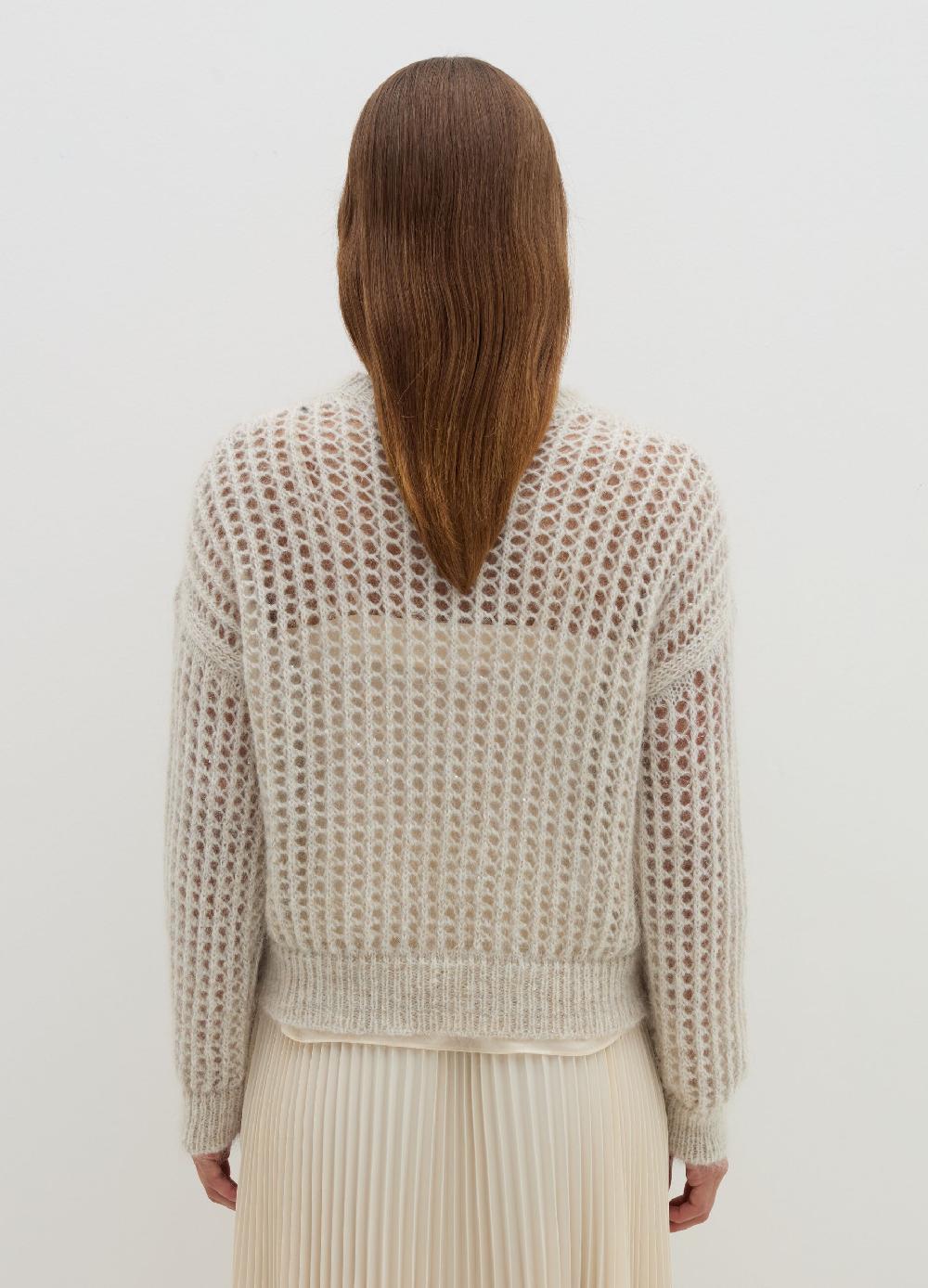 Stefanel Pullover traforato in mohair con micro paillettes Nuova