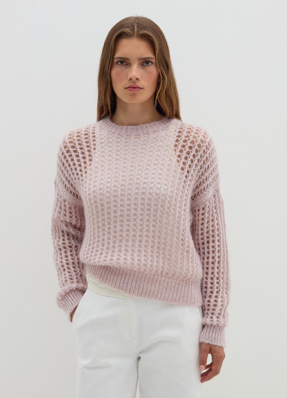 Stefanel Pullover traforato in mohair con micro paillettes Moda