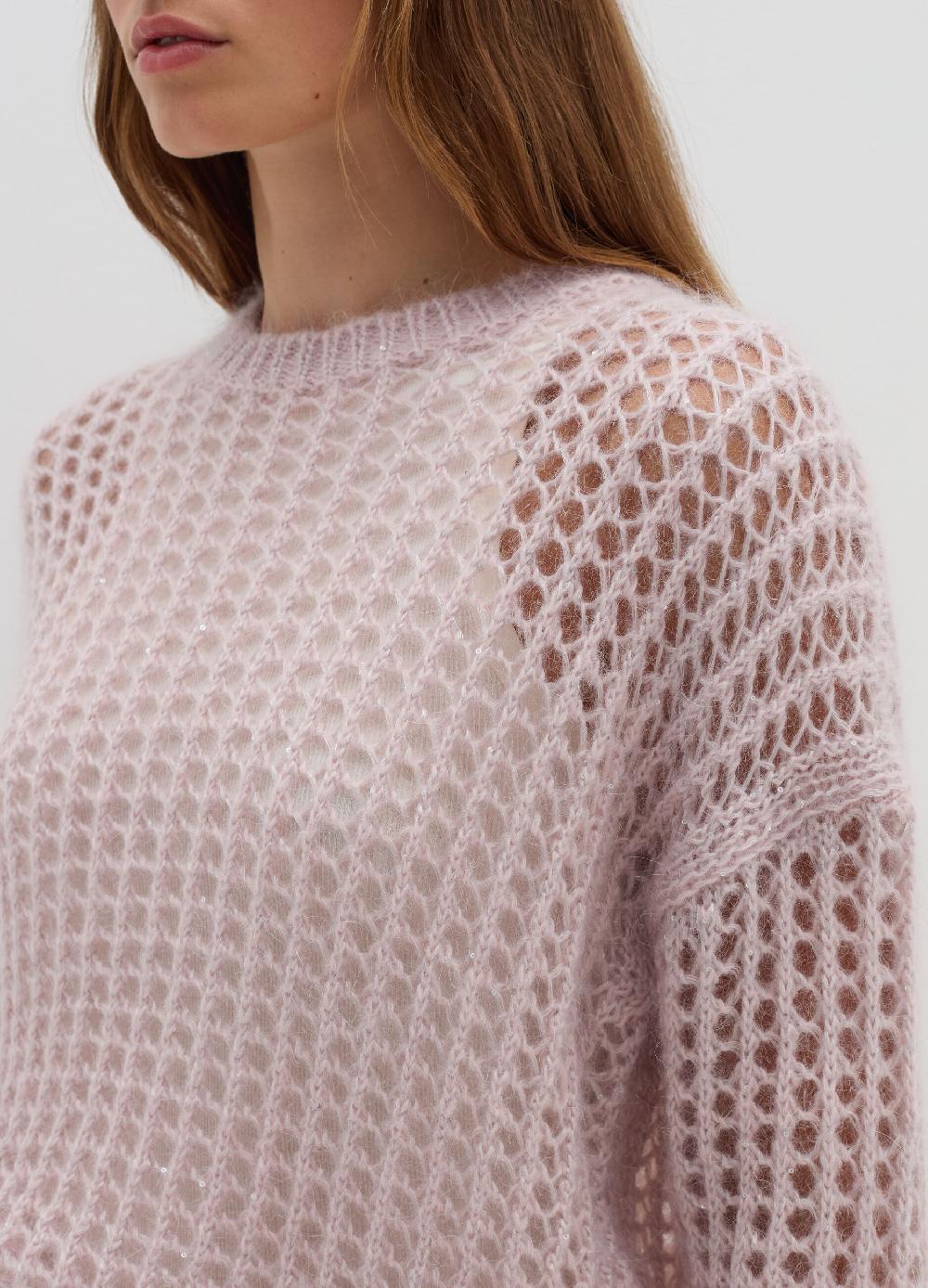 Stefanel Pullover traforato in mohair con micro paillettes Moda