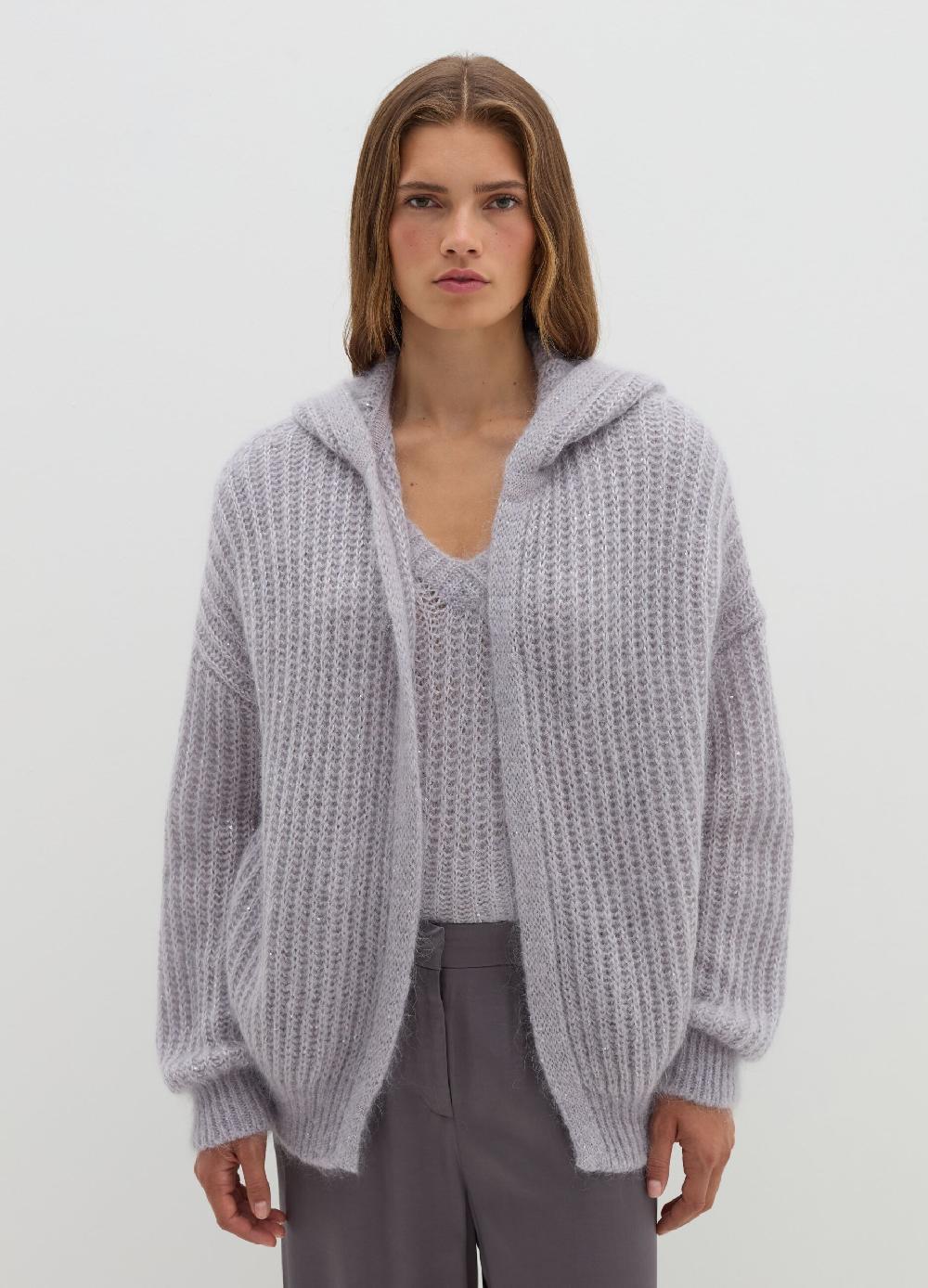 Stefanel Coatigan oversize con cappuccio e micro paillettes Spedizione gratuita