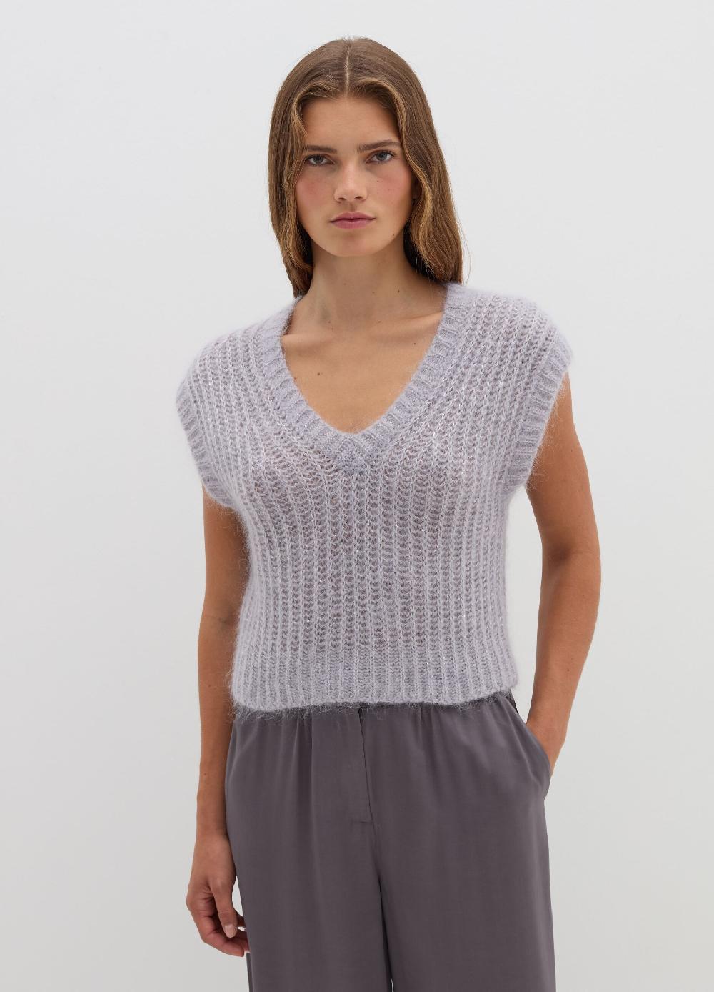 Stefanel Pullover smanicato con micro paillettes Sconto di tempo limitato
