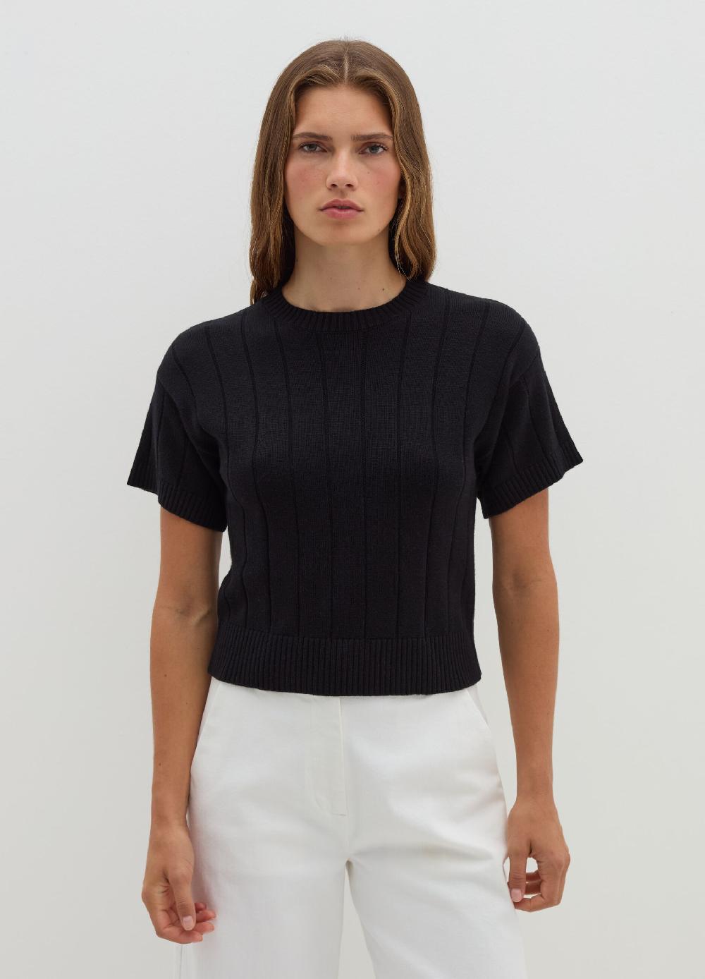 Stefanel Maglia a maniche corte in lana cotone e cashmere Vendite stagionali