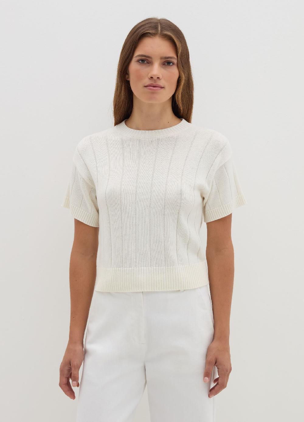 Stefanel Maglia a maniche corte in lana cotone e cashmere Black Friday