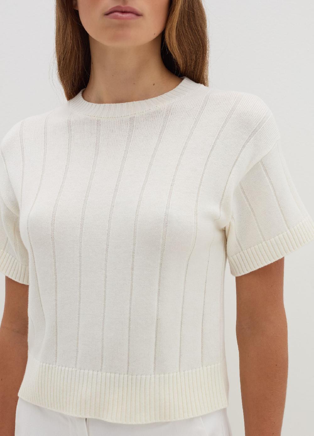 Stefanel Maglia a maniche corte in lana cotone e cashmere Black Friday