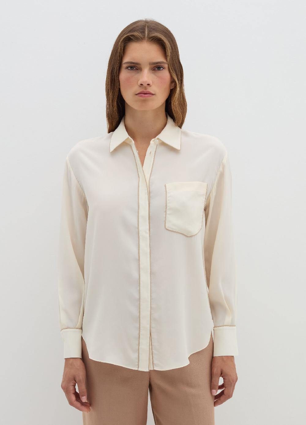 Stefanel Camicia loose fit con piping a contrasto Offerta temporanea