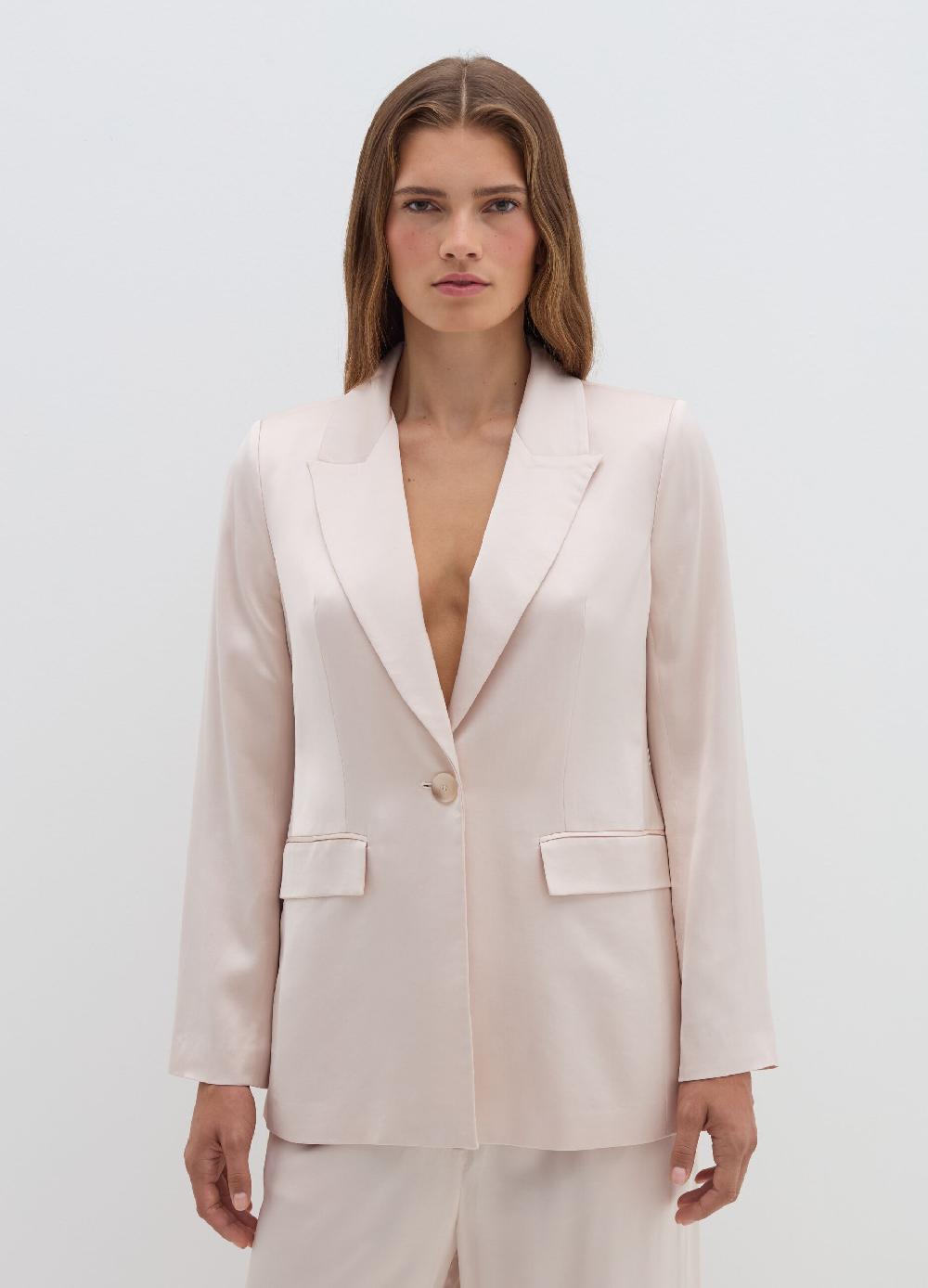 Stefanel Blazer fluido monopetto in viscosa satin Promozione temporanea