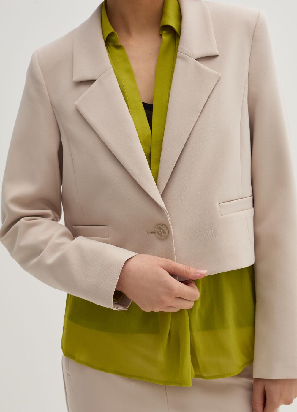 Stefanel Blazer crop monopetto in crêpe doppia In Linea