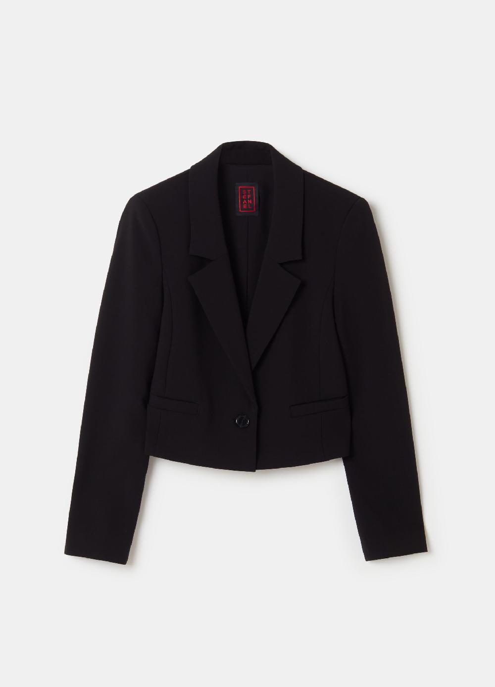 Stefanel Blazer cropped monopetto in crêpe doppia Qualità