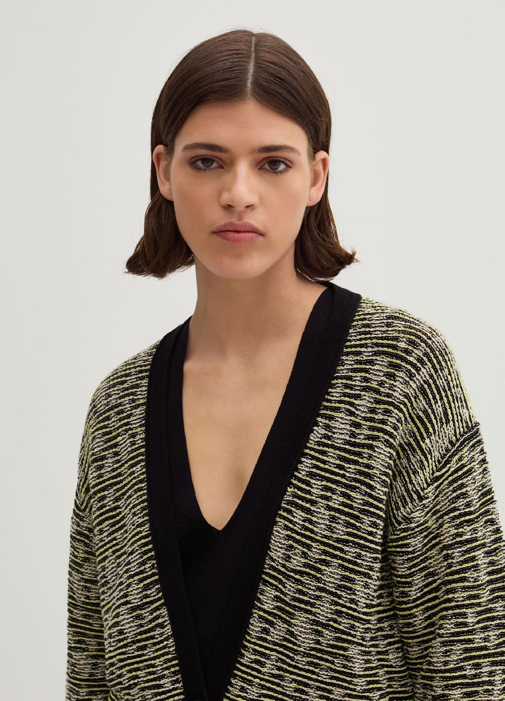Stefanel Cardigan jacquard con scollo a V Promozione