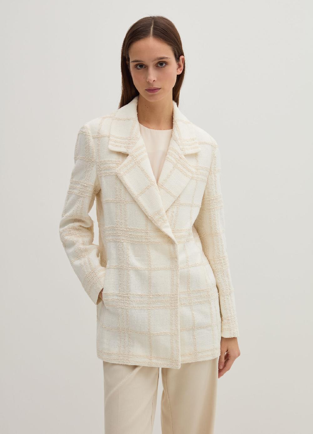Stefanel Blazer in boucle windowpane Spedizione Gratuita