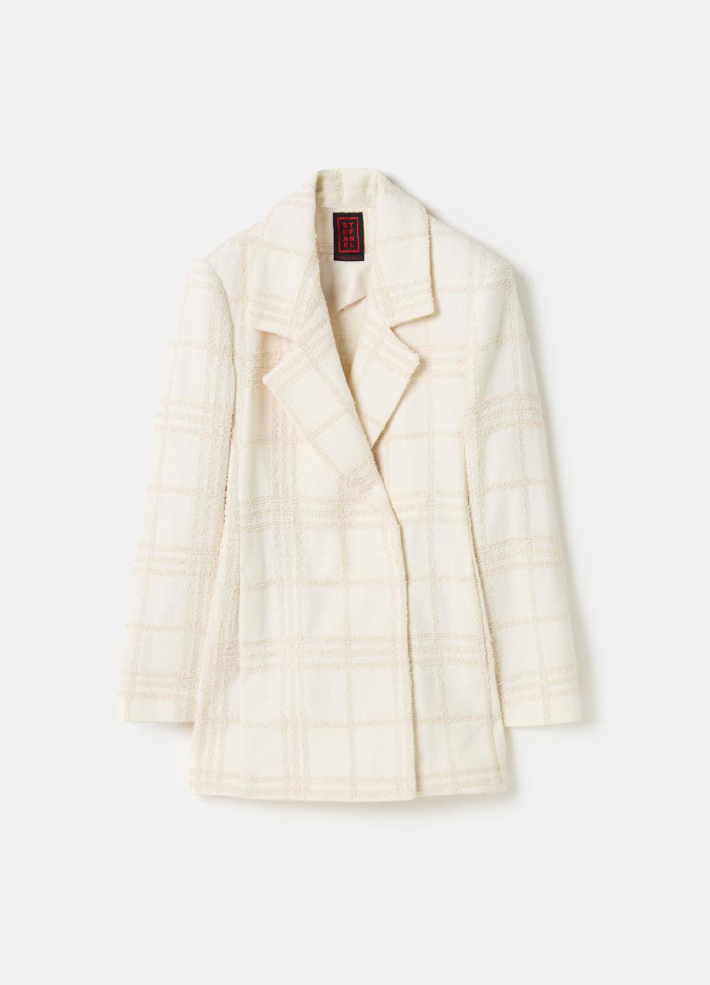Stefanel Blazer in boucle windowpane Spedizione Gratuita