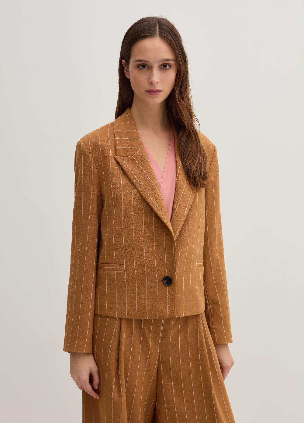 Stefanel Blazer cropped gessato monopetto Consegna Veloce
