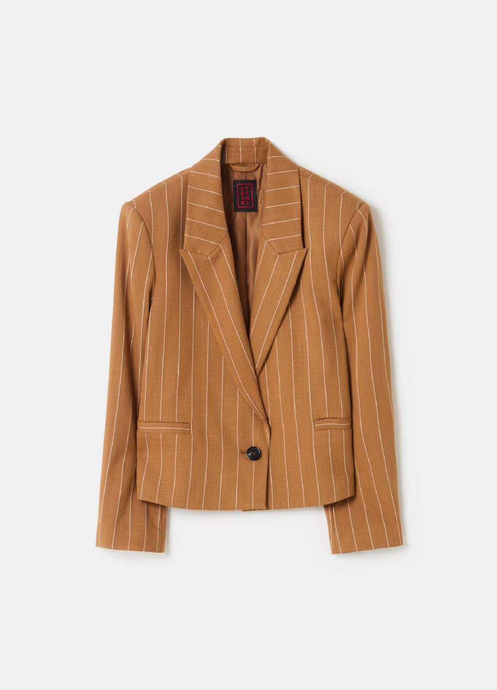 Stefanel Blazer cropped gessato monopetto Consegna Veloce