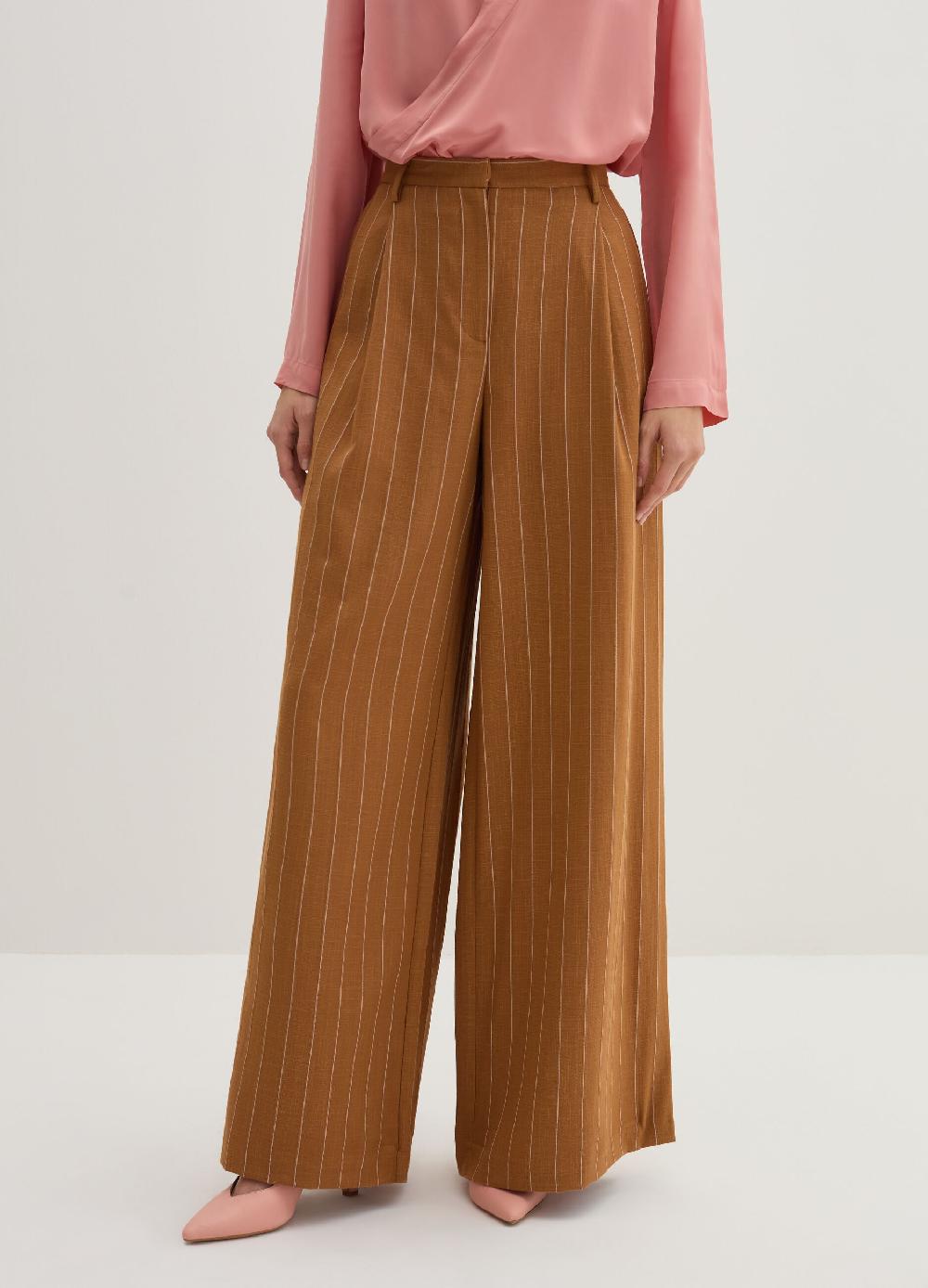 Stefanel Pantalone wide leg gessato Promozione Limitata