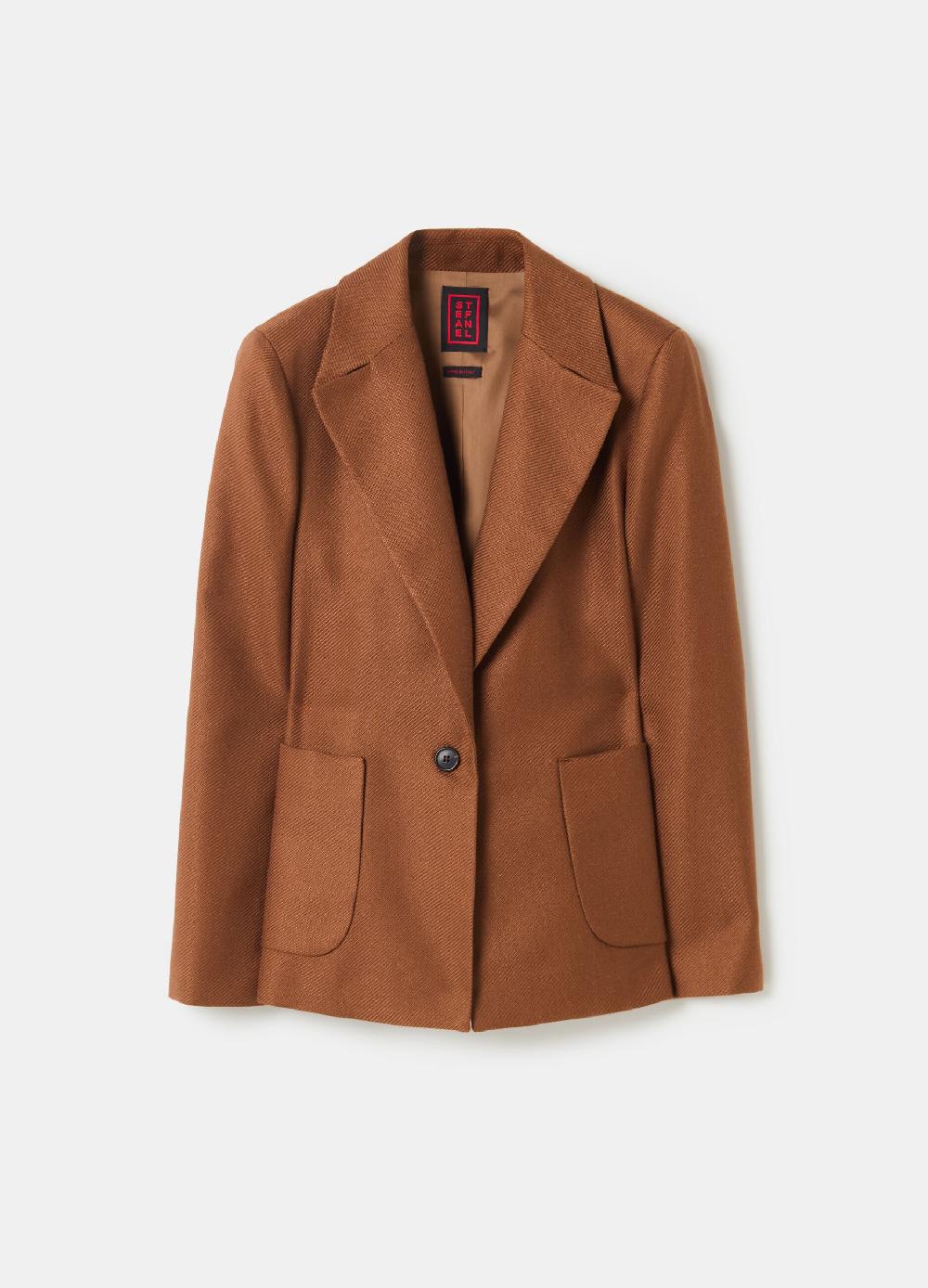 Stefanel Blazer monopetto in shiny twill con tasche Economico