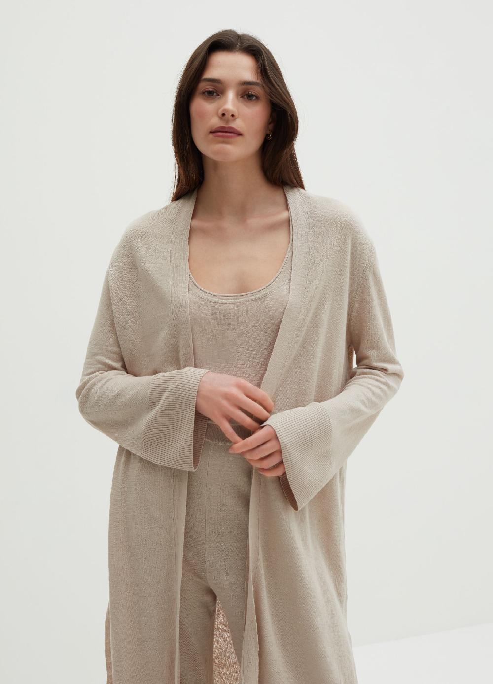 Stefanel Cardigan lungo in lino Latest stili