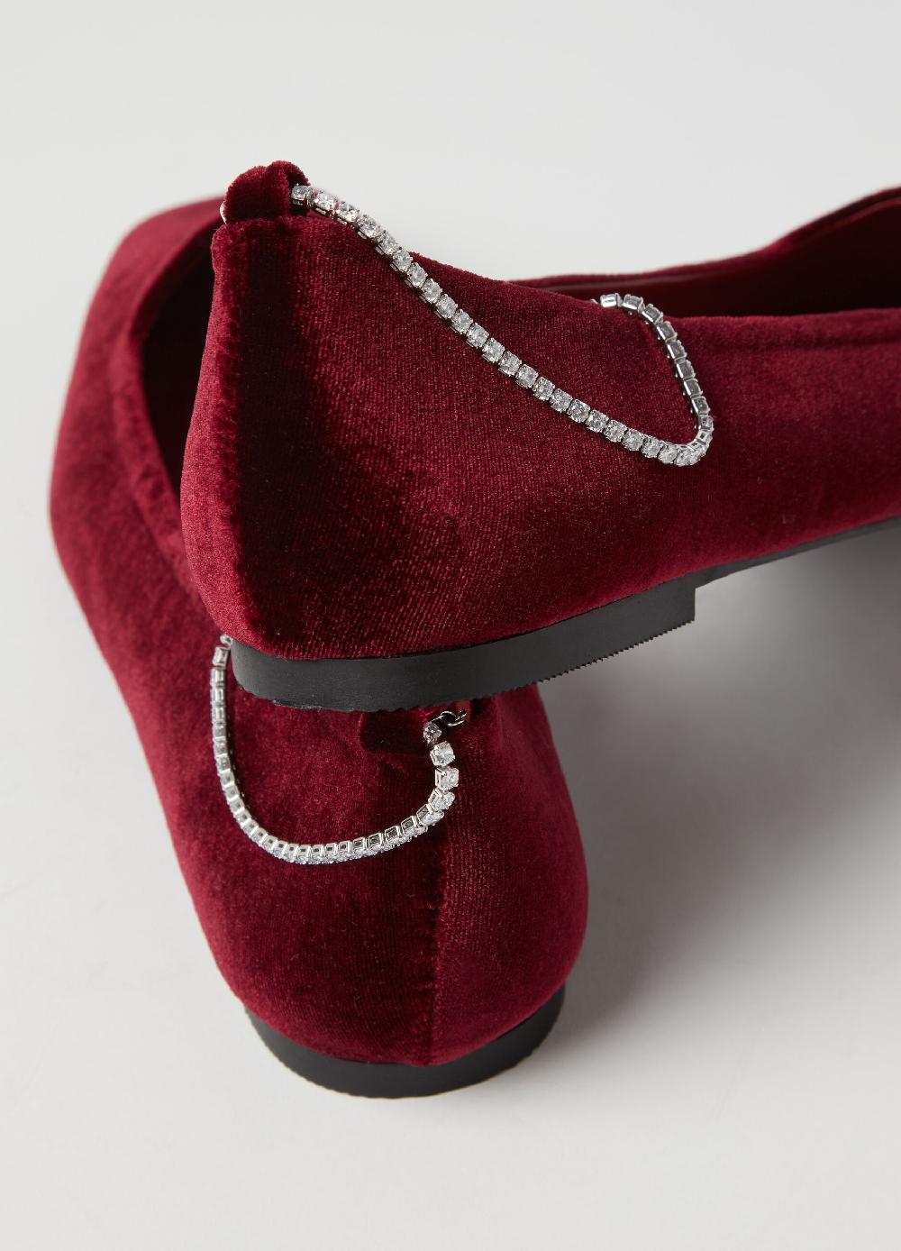 Stefanel Ballerina in velluto con cinturino in strass Offerta speciale della fabbrica