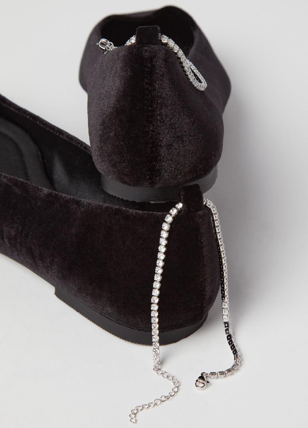 Stefanel Ballerina in velluto con cinturino in strass Sostegno trimestrale